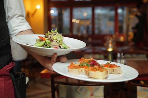 Guests dining in a restaurant